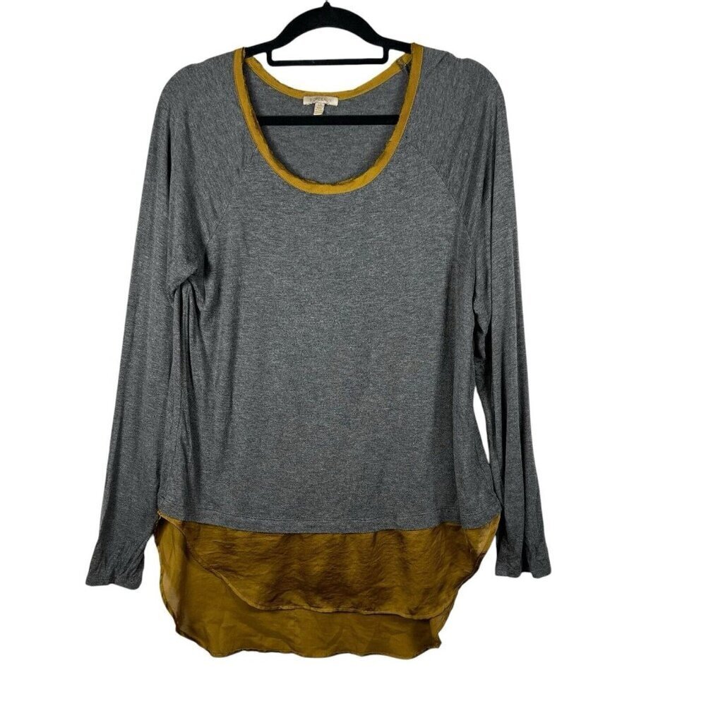 Bordeaux Color block Long Sleeve Top Gray Green Women's Size‎ Large